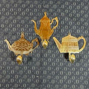 Set 3 Tea-Pot Metal Wall HOOKS Kitchen  Cottagecore Kitchen Organization